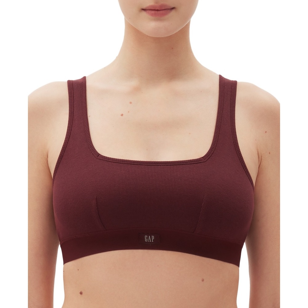 Gap GapBody Women's Logo Comfort Square-Neck Bralette - Wine Red - Size Small